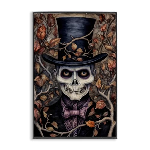 Tableau squelette Stupell Industries effrayant avec cadre noir 30x20
