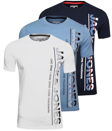 JACK & JONES Herren JCOSTRUCTURE Tee SS Crew Neck T-Shirt, 3er Set 2, XL