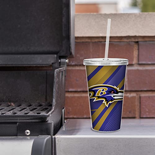 Image of Rico Industries NFL Football 16oz Clear Tumbler W /Straw for NFL Fans