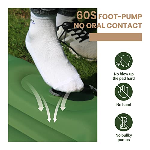 Yeakyard Double Sleeping Pad For Camping, Extra Thick 4" Camping Pad 2 Person With Pillow, Built-In Foot Pump Inflatable Mattress, Sleeping Mat For Backpacking, Hiking, Portable Camping Pad #TOP2