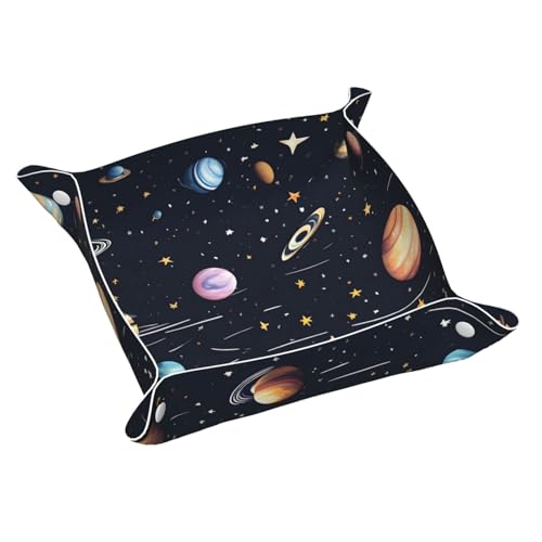 Llkgot The Solar Family Printing - Bandeja de almacenamiento de cuero de doble cara de PVC de calidad pequeña para un almacenamiento y organización cómodos