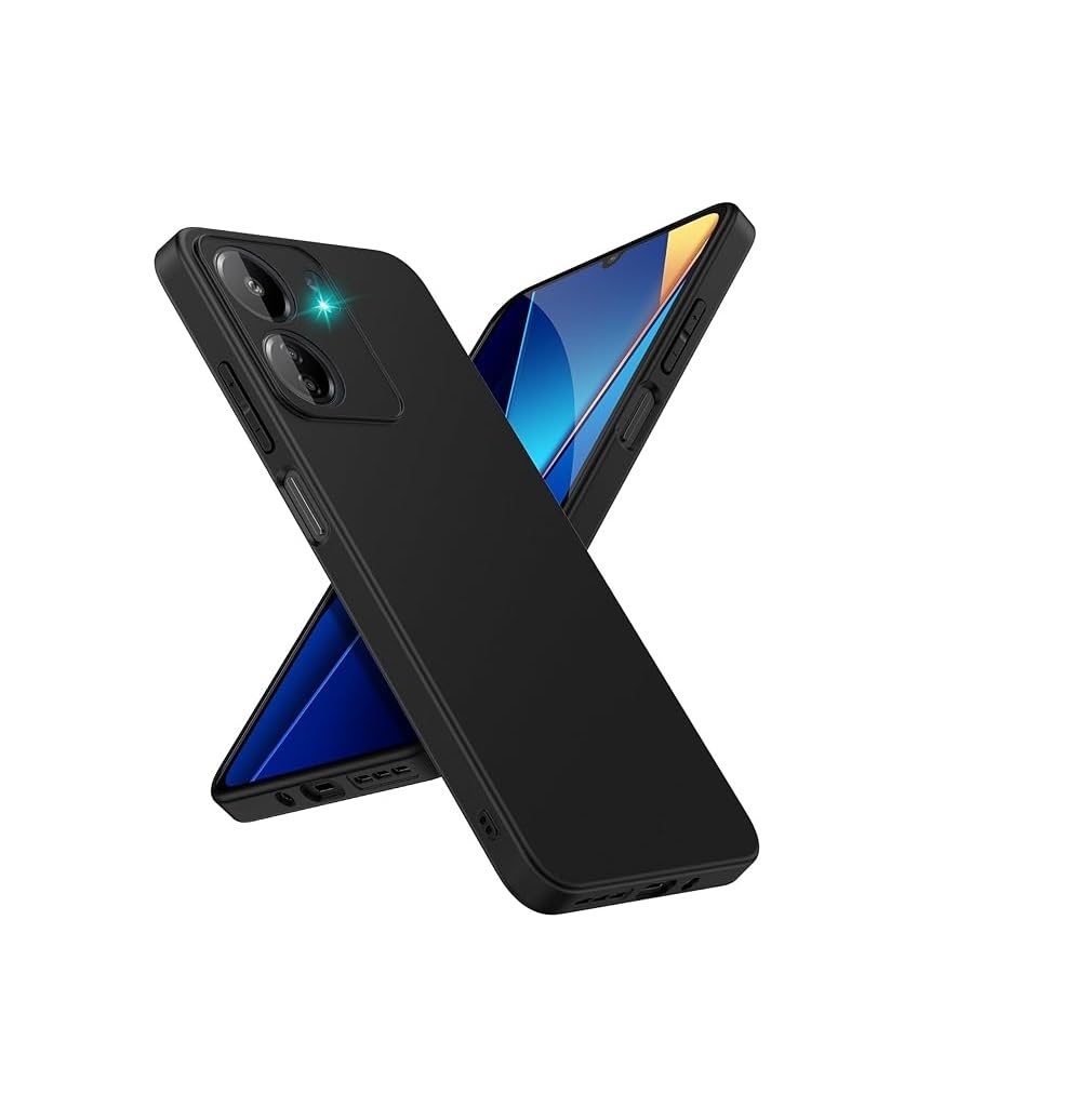 Muzz Case for Xiaomi Redmi 13C, Camera Protection Ultra Slim Soft TPU Silicone Matte Shockproof Bumper Full-Body Protective Cover for Redmi 13C (Black)