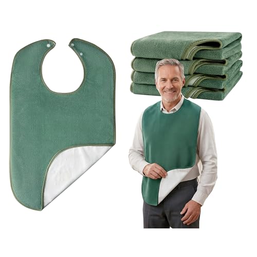 RAXIFU 4 Pack Adult Bibs for Men and Women, Adult Bib for Elderly,Waterproof, Towel bibs for Special Needs Adults