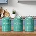 Barnyard Designs Canister Sets for Kitchen Counter, Vintage Kitchen Canisters, Country Rustic Farmhouse Decor Coffee Tea Sugar Container Set, Metal (Turquoise)