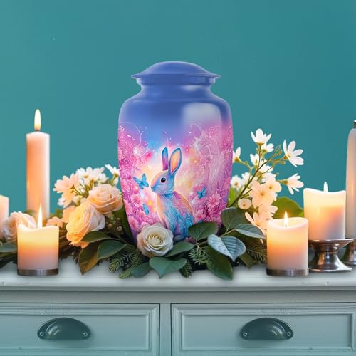 Image of Rabbit Urn - Funeral Decorative Ashes - Combo 2 - Large with 3 Inch Pack of 2 - Keepsakes Urns for Ashes - Urn for Adult Male & Female - Burial Urns for Adult Male & Female