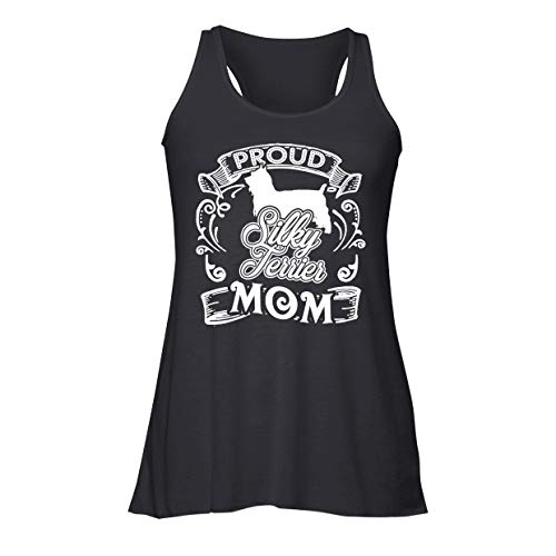 Proud Silky Terrier Mom Racerback Sleeveless Shirt, Tank Tops Black,2XL
