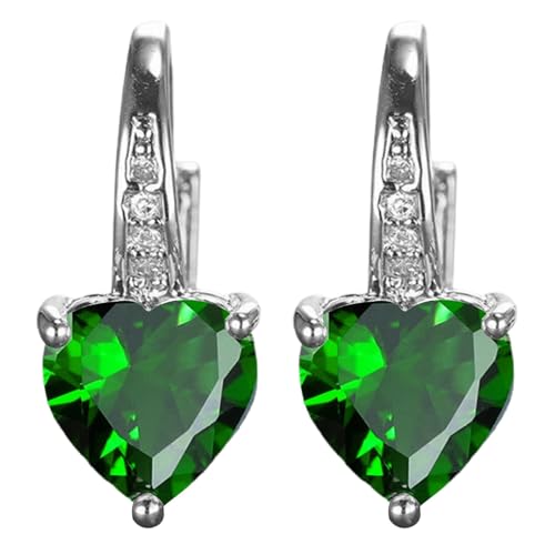 cfpqv Pendientes de mujer con forma de corazón con circonita, varios colores, pendientes de moda sencillos de moda, pendientes de circonita, diseño de corazón de melocotón, multicolor, talla única,