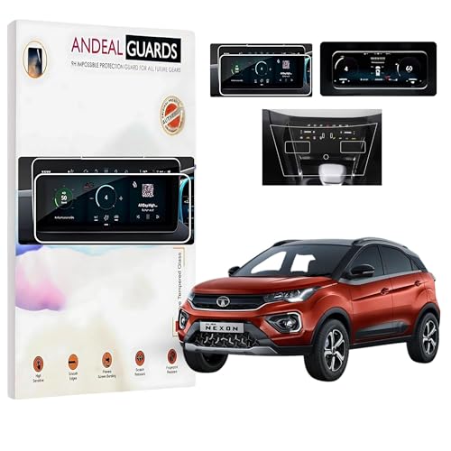 Image of Screen Guard For TATA NEXON 2024 | 10.25 INCH INFOTAINMENT [ROUND CORNERS] + STEERING + AC Protector || Naxon 2023 Facelift Car Accessories [Not Tempered Glass]