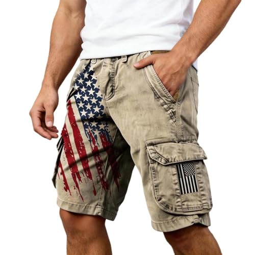 Short style travail homme imprimé vintage avec poches fonctionnelles robustes