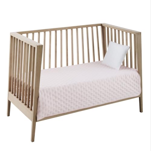 Cambrass - colcha bouti para verano y entretiempo - colcha cubre cuna fina - 100x140 cm Soft rosa