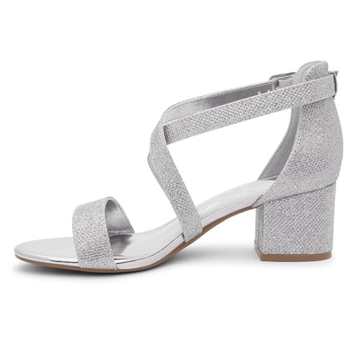 Image of Shoe Land SL-LESSA Women's Low Heels Open Toe Dress Heeled Sandals Cross Ankle Strap Chunky Block Short Heel Pumps Shoes for Office Prom Wedding Party