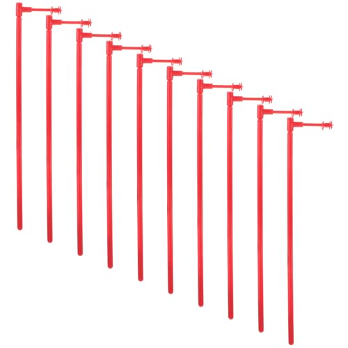 HOODANCOS 10 Stück Selbstgemacht Windmühlenstäbe aus Kunststoff Stabile Windradstangen Rot Handgeführte Windrad Ersatzteile für Garten Dekoration und Bastelarbeiten