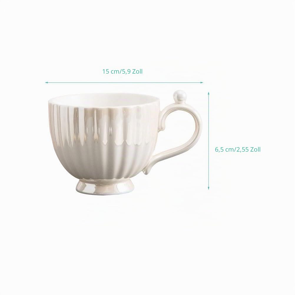 DOITOOL Kaffeebecher Mit Untertasse Aus Keramik Weiße Perlmutt Tasse Für Kaffee Und Tee 4 Zoll Espressotasse Mit Stabilem Design Für Haushalt Und Büro