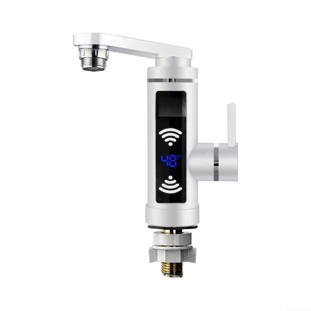 GLOBALHUT para Grifo Eléctrico Agua Caliente para instantánea 3-5s ABS(Silver Flat Bend)