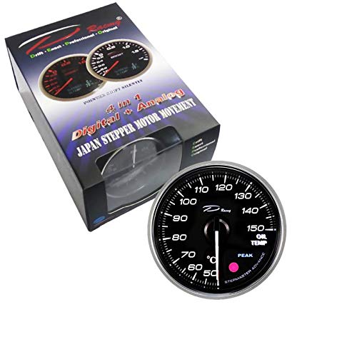 DepoD Racing X-Series 60MM Peak Oil Temperature Gauge with Waterproof Sensor Connector
