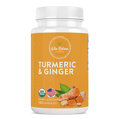 Via-Natura-Organics-Turmeric-Ginger-Capsules-1000mg-Organic-Herbal-Supplement-120-Capsules