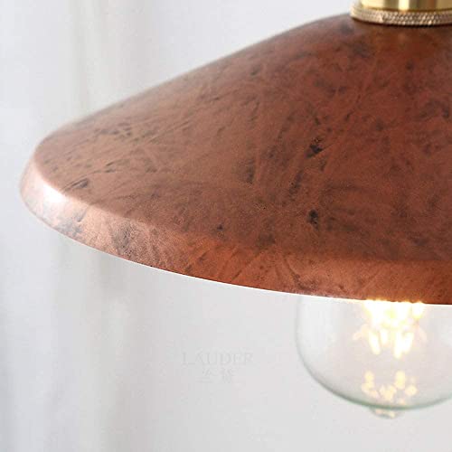Lámpara colgante de madera vintage E27 con un foco de latón para techo de comedor 6