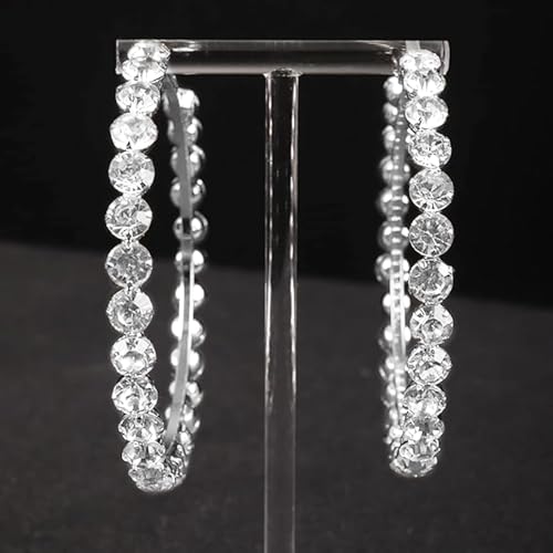 Image of Peora Silver Plated Crystals Studded Hoop Bali Earrings Stylish Fashion Jewellery Gift for Women & Girls
