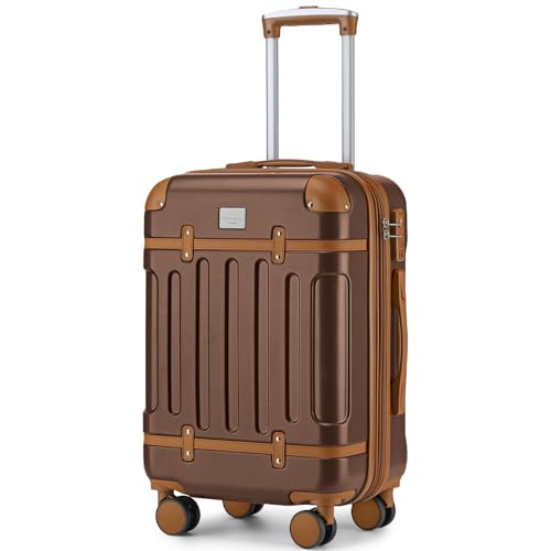 Image of LARVENDER Carry On Luggage 22x14x9 Airline Approved with Spinner Wheels, Expandable 20 Inch Luggage with TSA Lock, Hard Shell Carry On Suitcases for Women Men, Maple