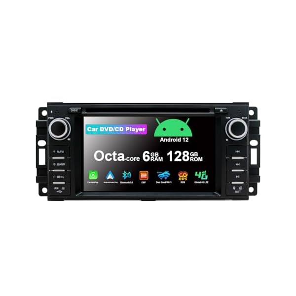 SWTNVIN Car Radio Stereo for Jeep Wrangler Patriot Compass Liberty Commander Grand Cherokee Dodge Chrysler Android 13 DVD Player Built-in Carplay Autoplay 4G LTE WiFi DSP BT5.0 GPS SWC 8-core 6+128GB