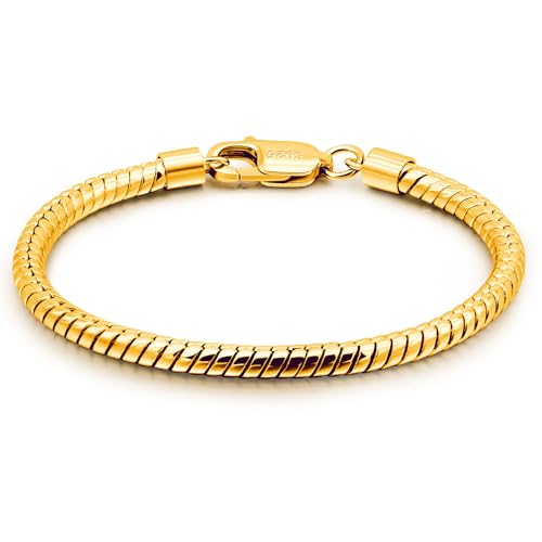 Dankadi Bracelet en Forme Serpent 3MM 4MM en 925 Argent, 6.3