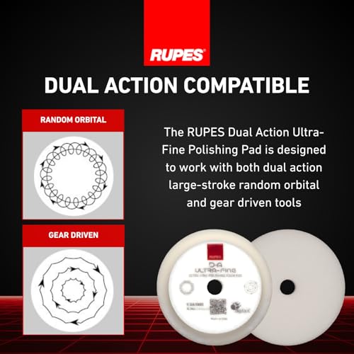 Image of RUPES 9.DA100S Pack of 48 White D-A Ultra-Fine Polishing Foam Pads 100mm | Ideal for Paint Correction | Extremely Fine Defect Removal | Compatible with 4 inch Backing Plate
