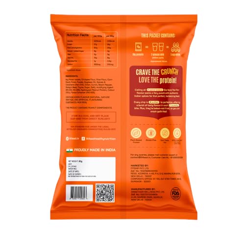 Image of FitFeast Protein Chips - Variety Pack of 12 | 6 x Peri Peri and 6 x Cream and Onion | 60 g Each | 16g Plant Protein | Baked, Not Fried | Multigrain Snacks | As Seen on Shark Tank