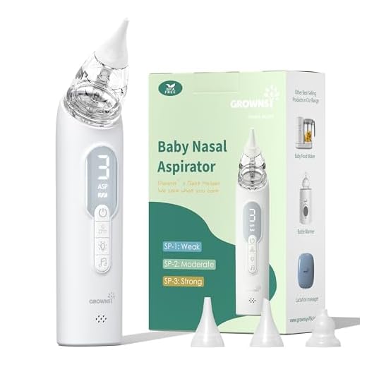 GROWNSY Upgrade Baby Nose Sucker, Rechargeable Nasal Aspirator for Baby, Electric Nose Suction for Baby with Advanced Soothing Music and Light Design, Food-Grade Silicone Tips, 3 Suction Modes