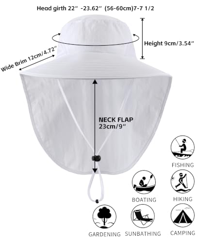 Image of Home Prefer Outdoor UPF50+ Sun Hat Wide Brim Mesh Fishing Hat with Neck Flap