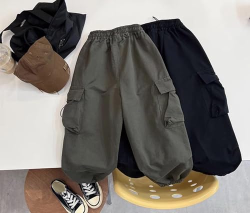 Boys Baggy Cargo Pants Casual Loose Fit Parachute Pant Fashion Harem Joggers Sweatpants with Pockets 5-6 Years 13 Green4