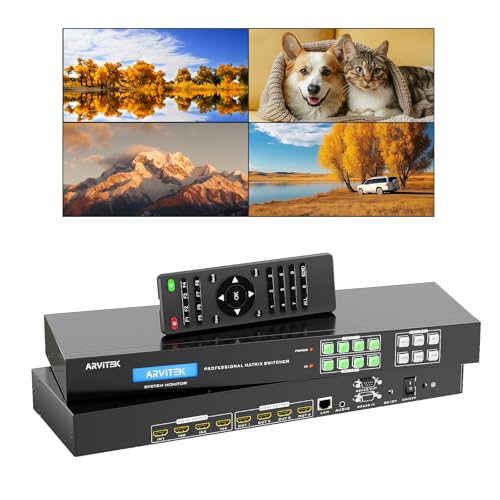 4K HDMI Matrix Switcher 4x4 with Web GUI & 3.5mm Audio Output, Support LAN/RS232/IR Remote/APP Control