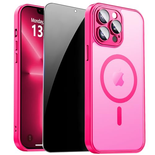 Image of for iPhone 13 Pro Max Case with Privacy Screen Protector, Hot Pink