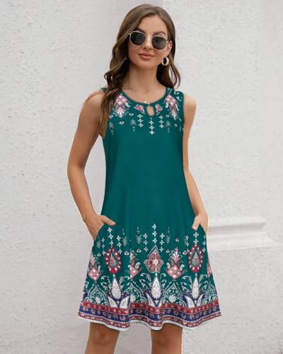 Image of Summer Dresses for Women 2026 Casual Sleeveless Sundress Floral Loose Fit Beach Cover Up with Pocket