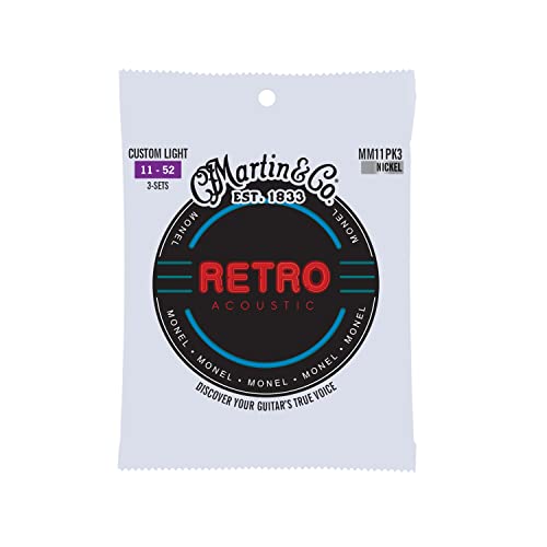 Martin Strings - MM11PK3 - Retro Monel - 3 Pack Custom Light (11-52), schwarz, Custom Light ( 11-52 )