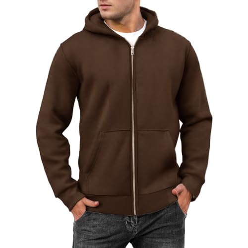 Mens Full Zip Sweatshirts Oversized Fleece Lined Casual Hoodies Training Athletic Hooded Pullover Jacket with Pockets