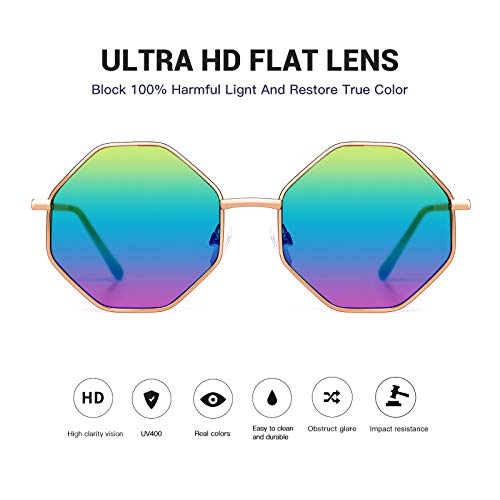 Hipster Polygon Oversized Sunglasses For Women Delicate Metal Frame Candy Color UV400 Lens2