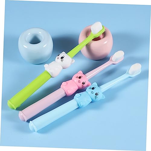 ELAYARD 3stücke Kinderzahnbürste Mit Cartoon-katzen-design Zahnbürste Mit Ultrafeinen Borsten Für Zahnfleisch Und Zahnzwischenräume Reinigungsbürste Rückseite Für Zungenreinigung – Bild 5