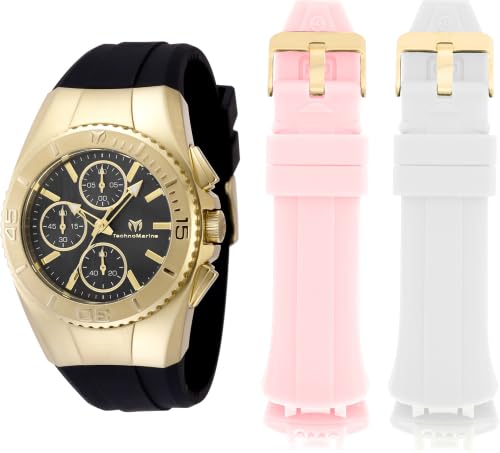 TechnoMarine Cruise Original TM-124034 38MM Chronograph - Gold Case, Black Mother of Pearl Dial