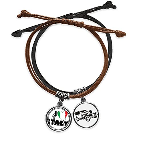Bracelet Coeur Drapeau J'aime l'amour : le cadeau idéal en cuir et corde tressée