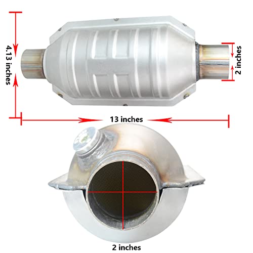 Aeola A15020 2" Inlet/Outlet Automobile Weld-On Universal Catalytic Converter, With O2 Port & Heat Shield (Epa Compliant) #TOP3