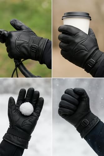 Image of TLN Genuine Leather Gloves for Men | Premium Soft & Warm Winter Gloves | Stylish Driving, Biking & Riding Gloves | Durable Hand Gloves for Outdoor, Motorcycle & Daily Use