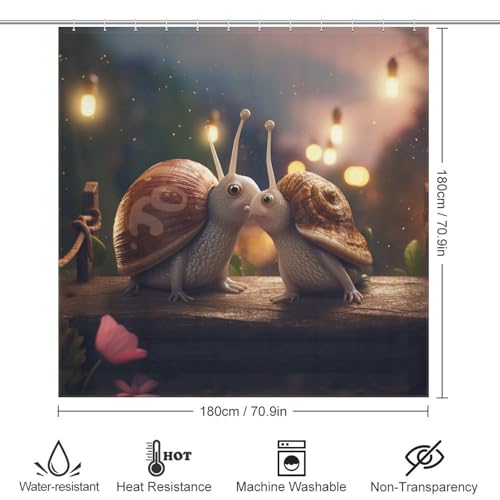 Rideau de douche escargots en tissu polyester lavable 183x183 cm - 4