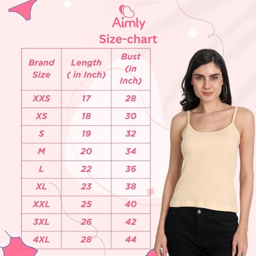 Image of Aimly Women's Cotton Regular Fit Camisole Slip Pack of 3