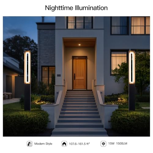 MVBT Path Light Wired, AC100-240V 71" Outdoor Pathway Lights, Waterproof 3000K Bollard Lights, Walkway Driveway Pole Lamp Bright LED Landscape Lighting for Outside Patio Sidewalk Garden Yard Lawn - Image 7