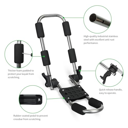 image for Leader Accessories Stainless Steel Folding Kayak Rack 4 PCS/Set J Bar 