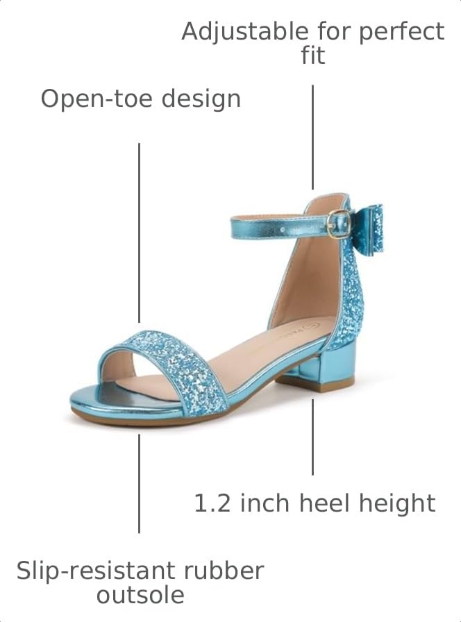 Image of PANDANINJIA Girls Dress Shoes Toddler Kids Heels Sandals Flower Girl Shoes | Ankle Strap,Open Toe,Wedding,Party,Dance,Prom,Birthday,Little Big Kid,Flower Girl Shoes,Foam Insole,1.2 in Heel Dress Pumps