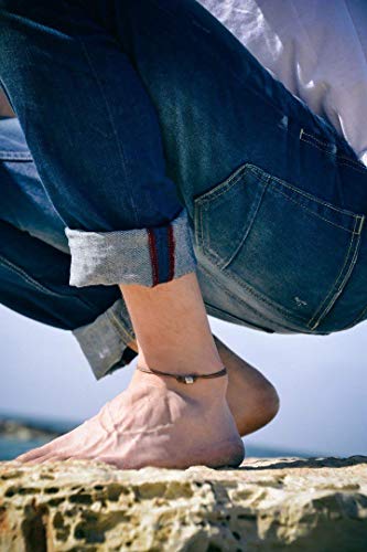 Anklet for men, men's anklet with a silver tube charm and a brown cord, anklet for men, gift for him, men's ankle bracelet, groomsmen gift