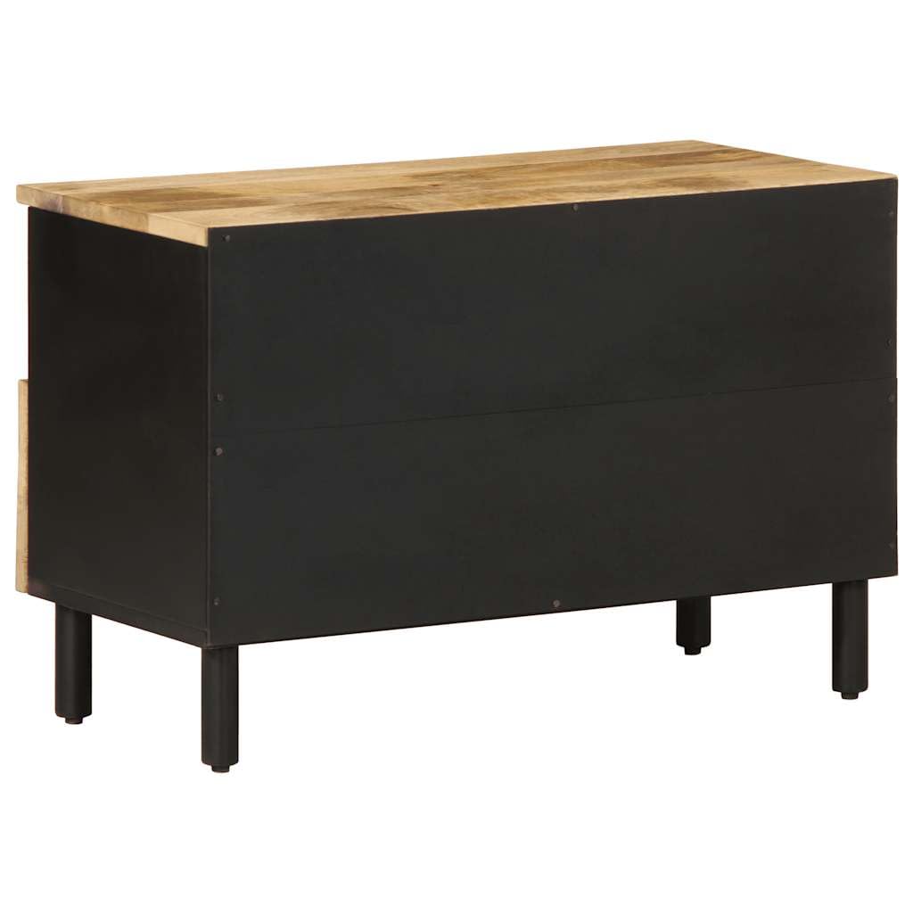 Industrial TV-Schrank MangoholzSchwarz 70x33,5x46 cm | Industriedesign Lowboard fürs Wohnzimmer& Schlafzimmer mit Eisenbeinen für leichte Bodenreinigung.