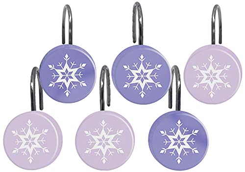 Jay Franco Disney Frozen Icy 14 Piece Bathroom Set - Includes Shower Curtain, 12 Hooks, & Non-Slip Bath Rug - Easy Care Fabric Features Elsa, Anna, & Olaf (Official Disney Product) #TOP3