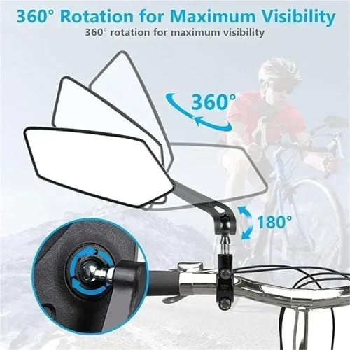 Rétroviseur vélo électrique orientable 360 grand angle réglable - 4